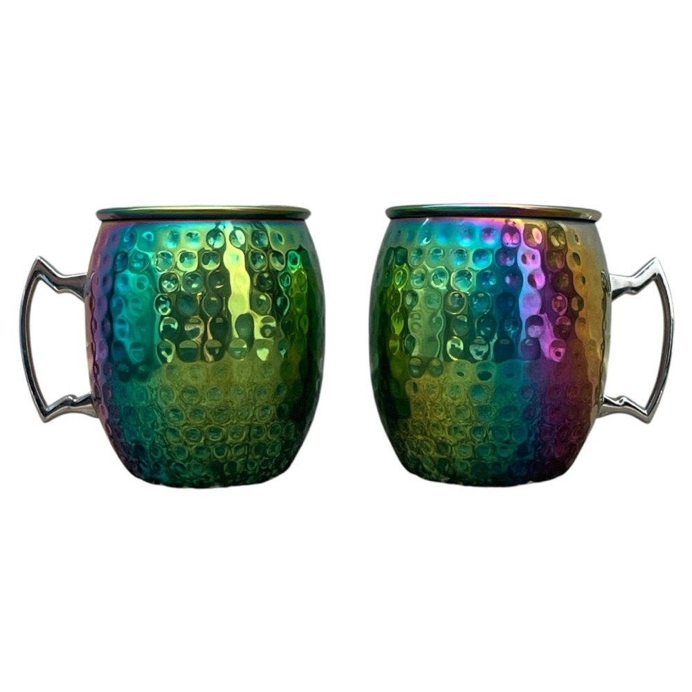 Cambridge Hammered Rainbow Silversmiths Moscow Mule Mugs - Picture 2 of 3